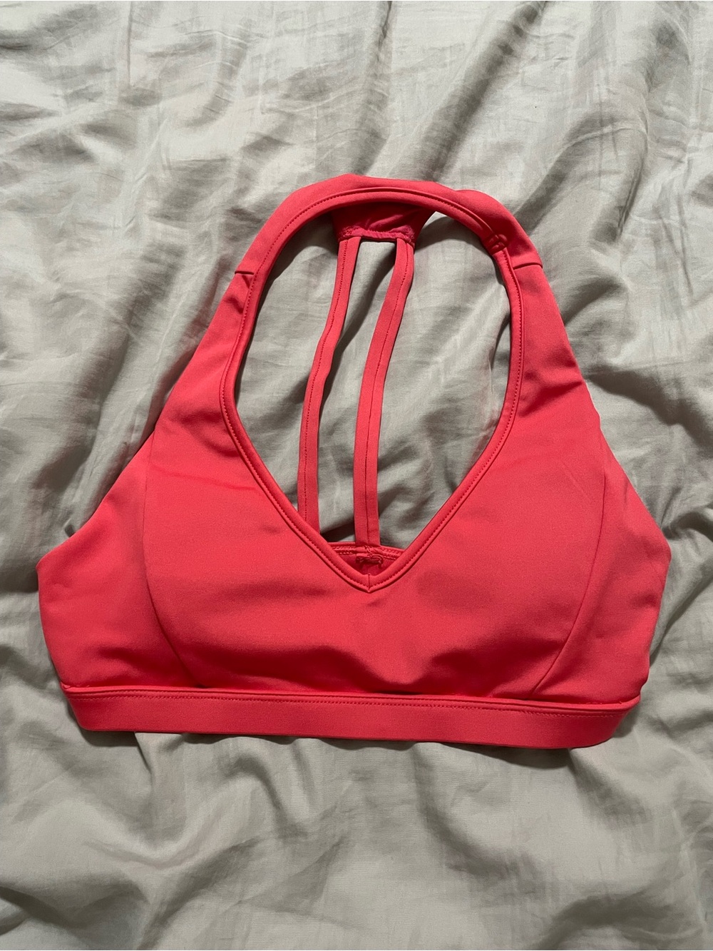 BuffBunny Coral Pink V-Neck Strappy Sports Bralette